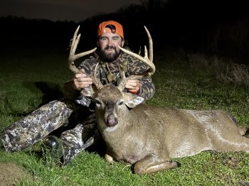 Peyton McMahon with a monster buck.